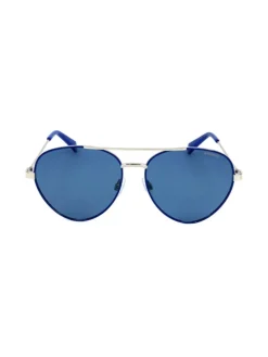 Herenzonnebril zilverkleurig/blauw