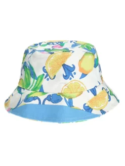 Hoed wit/blauw/geel