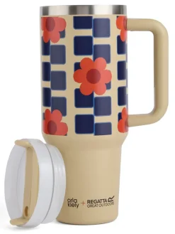 Isoleerfles "Orla Kiely" beige/donkerblauw - 1,2 l