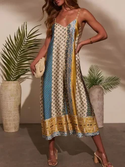 Jumpsuit beige/blauw