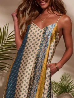Jumpsuit beige/blauw