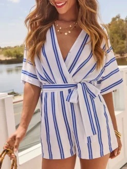 Jumpsuit blauw/crème