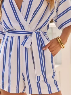 Jumpsuit blauw/crème