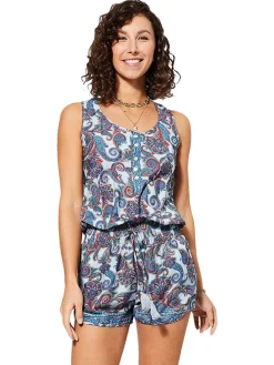 Jumpsuit blauw/wit