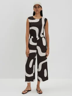 Jumpsuit bruin/wit