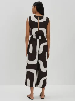 Jumpsuit bruin/wit