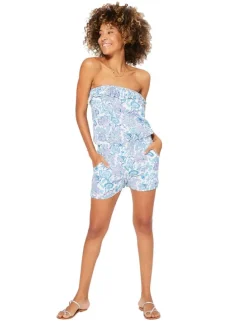 Jumpsuit lichtblauw/wit