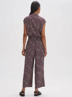 Jumpsuit pruimkleurig/wit/zwart