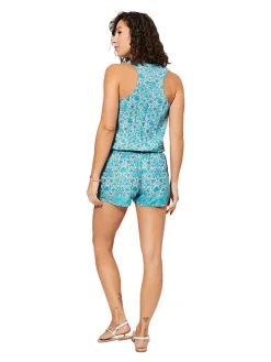 Jumpsuit turquoise/wit