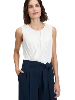 Jumpsuit wit/donkerblauw