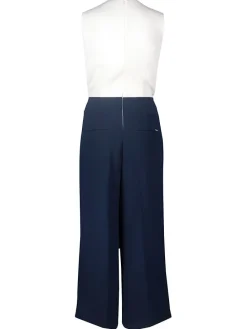 Jumpsuit wit/donkerblauw