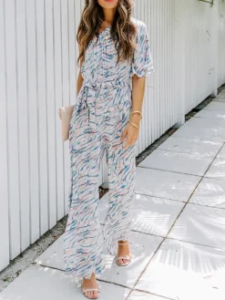 Jumpsuit wit/meerkleurig