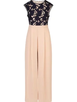 Jumpsuit zwart/beige