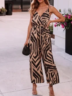 Jumpsuit zwart/beige