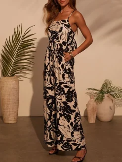 Jumpsuit zwart/beige