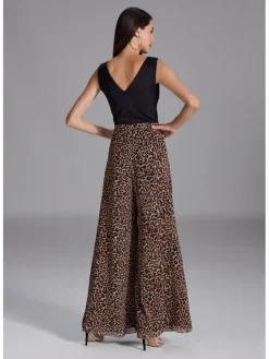 Jumpsuit zwart/beige/bruin