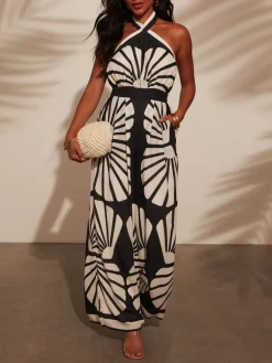 Jumpsuit zwart/crème