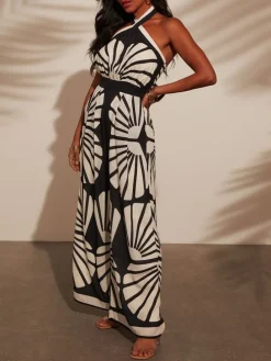 Jumpsuit zwart/crème