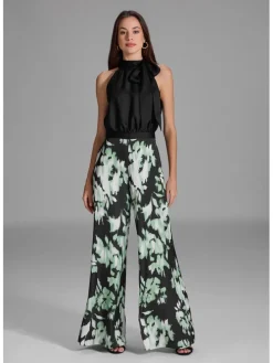 Jumpsuit zwart/groen