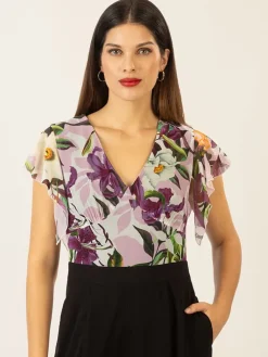 Jumpsuit zwart/pruimkleurig