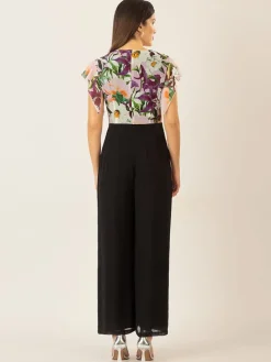 Jumpsuit zwart/pruimkleurig