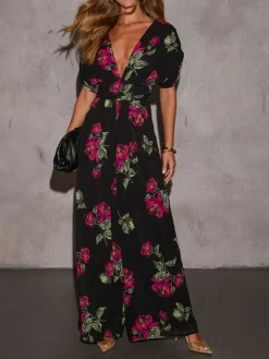 Jumpsuit zwart/roze
