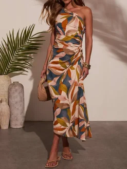 Jurk antraciet/beige/camel