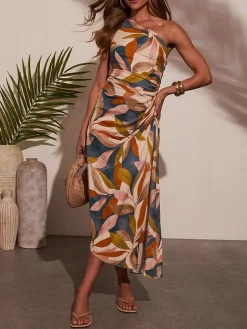Jurk antraciet/beige/camel