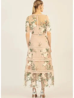 Jurk beige/groen