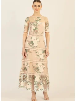 Jurk beige/groen