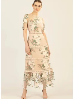 Jurk beige/groen