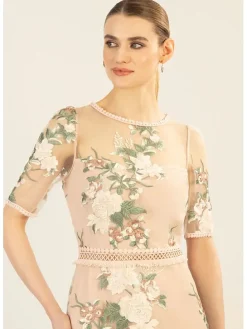 Jurk beige/groen