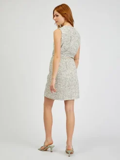 Jurk beige/zwart/wit