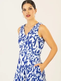 Jurk blauw/wit