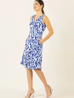 Jurk blauw/wit