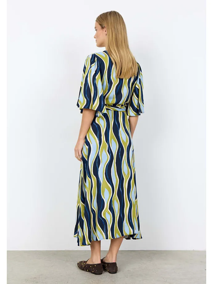 Jurk "Cammi" donkerblauw/lichtblauw/groen