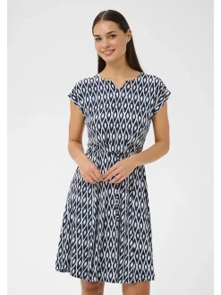 Jurk donkerblauw/wit