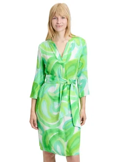 Jurk groen/wit