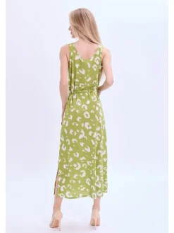 Jurk groen/wit