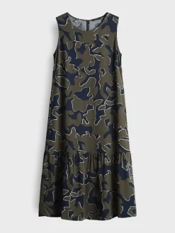 Jurk kaki/donkerblauw