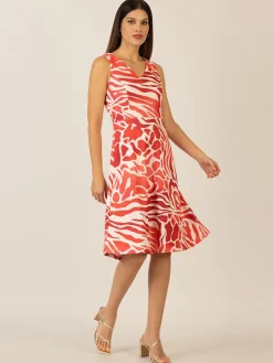 Jurk koraalrood/wit