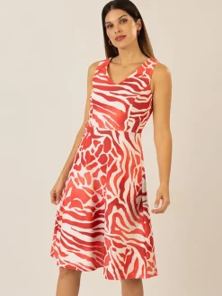 Jurk koraalrood/wit