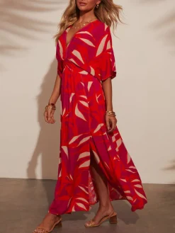 Jurk roze/rood/beige