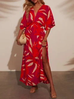 Jurk roze/rood/beige