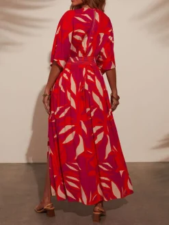 Jurk roze/rood/beige
