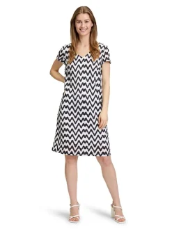 Jurk wit/donkerblauw