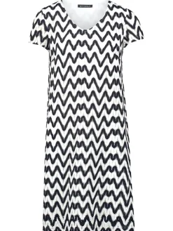 Jurk wit/donkerblauw