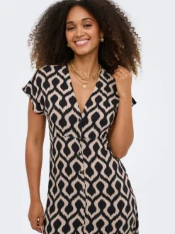 Jurk zwart/beige