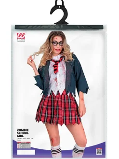 Kostuum "ZOMBIE SCHOOLMEISJE" donkerblauw/rood