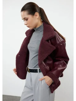 Kunstleren jas bordeaux